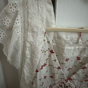 White Floral Embroidered Blouse - Free People